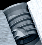 A graphic depicting the unique design of Tappex's flagship threaded insert, the Trisert-3