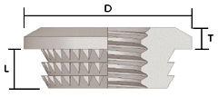 Microbarb design, a barbed large-headed thread insert